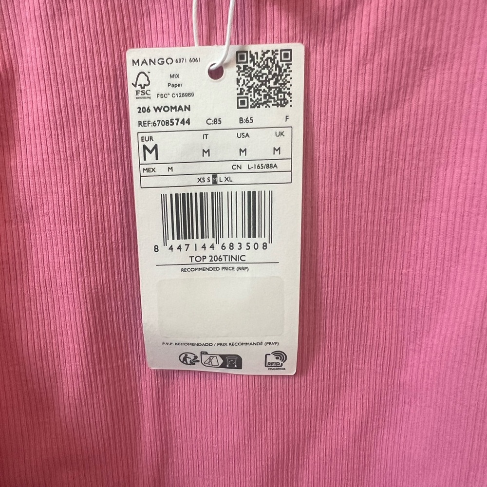 Mango Pink Ribbed Top - Picture 2 of 3